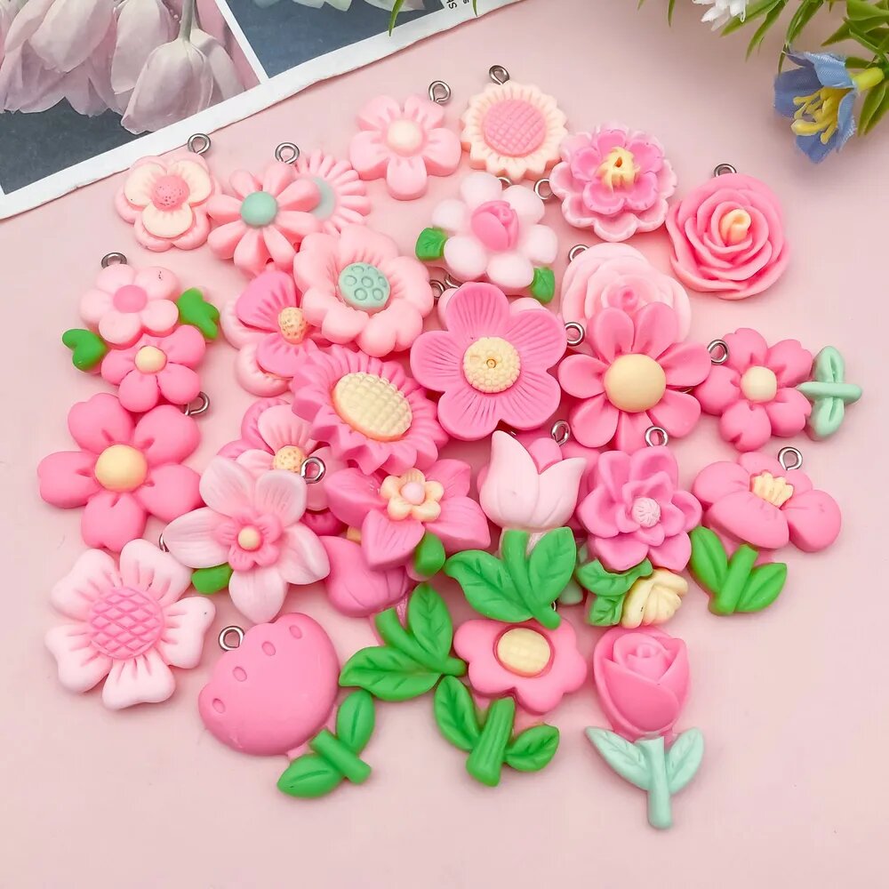 30 видов цветочных подвесок из смолы для DIY-украшений. Фурнитура для бижутерии.