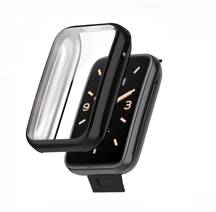 Защитный бампер-чехол MyPads Protect из тончайшего и прочного силикона для Xiaomi Mi Band 7 Pro с противоударными свойствами, черный
