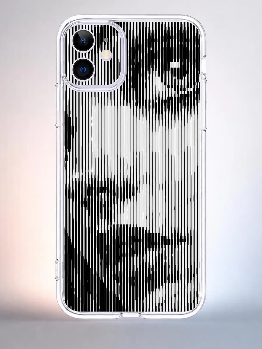 Чехол iPhone 11 глитч портрет силиконовый прозрачный