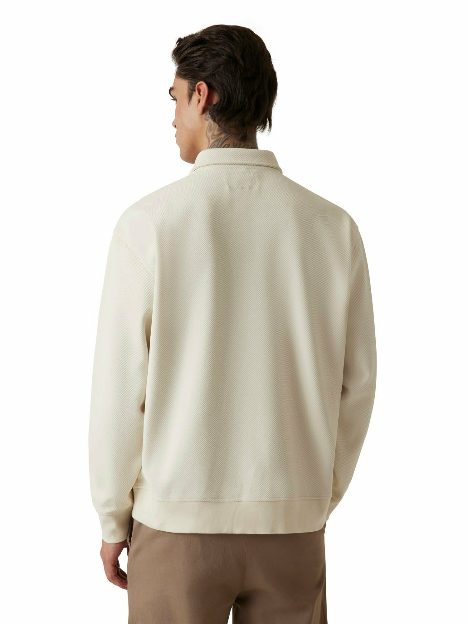 Джемпер GUESS HARRIS TWILL ZIP MOCK NECK, размер M, бежевый — фото 1