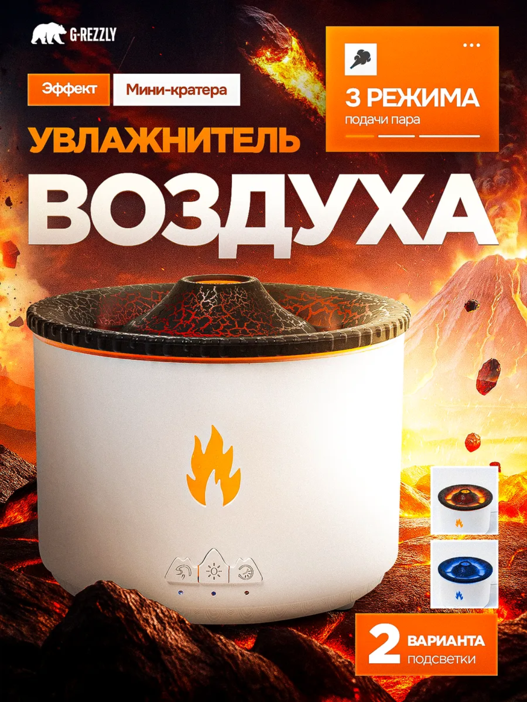 Увлажнитель воздуха аромадиффузор, ночник с эффектом вулкана
