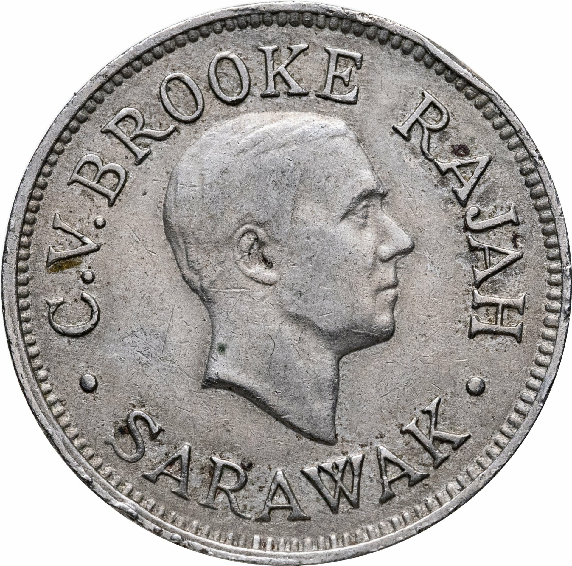 Саравак 5 центов cents 1927, Мельхиор медь-никель, в сохранности XF-AU