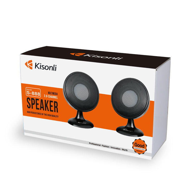 Kisonli S-888 колонка — 2.1, 10–12 Вт, USB, AUX, глубокий бас, стильный дизайн.