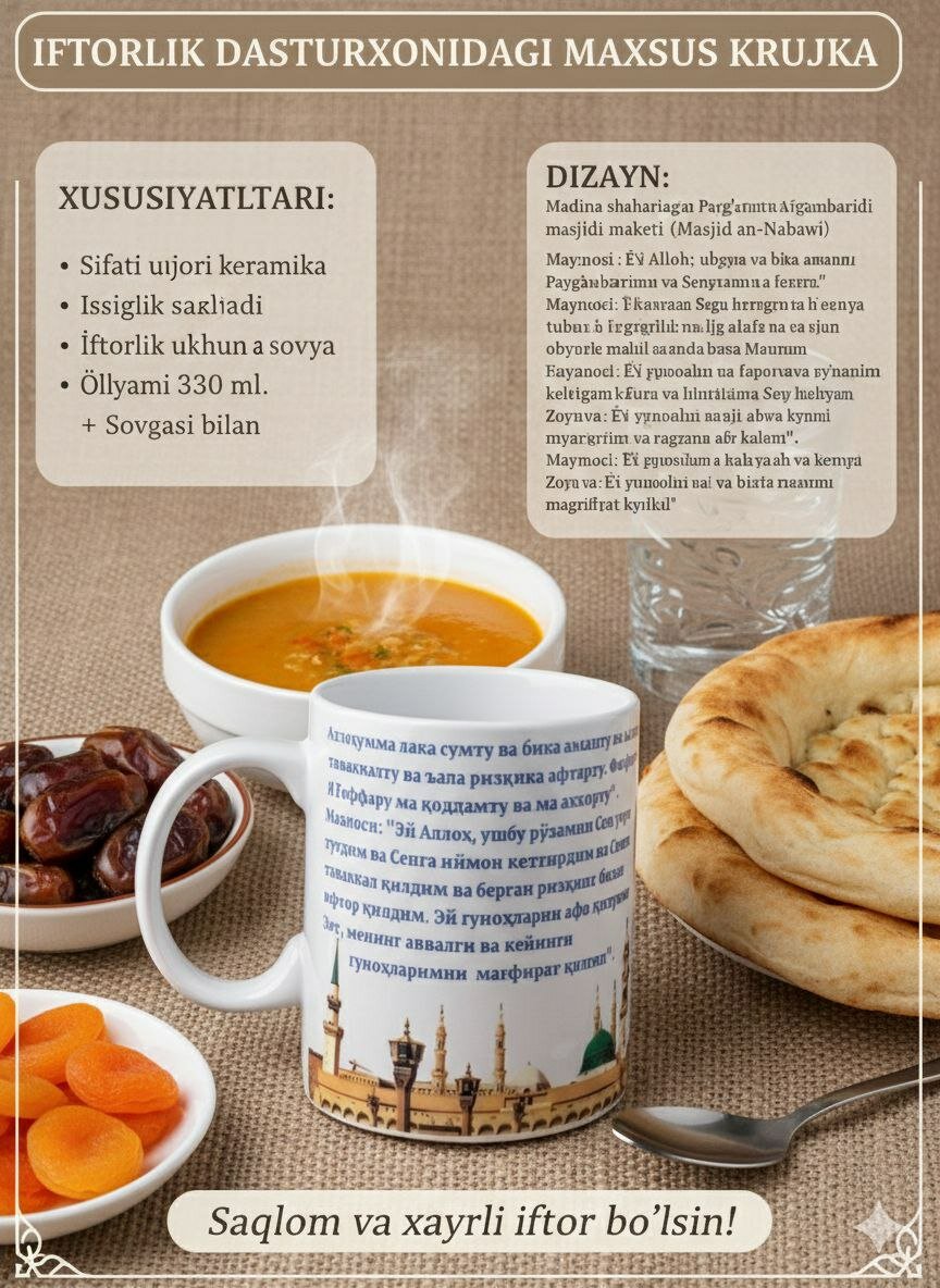 Кружка «Рамадан», 330 мл, воздушный шар в подарок на Рамадан