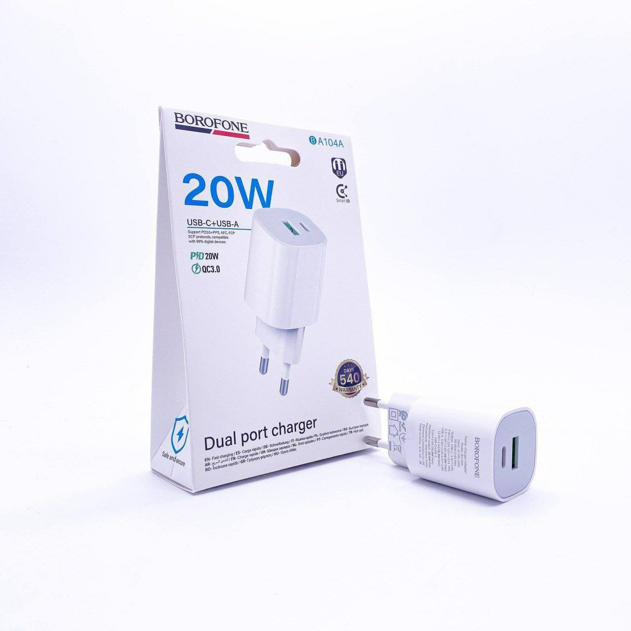 Сетевое зарядное устройство Borofone BA104A — это сочетание мощности, стиля и безопасности.