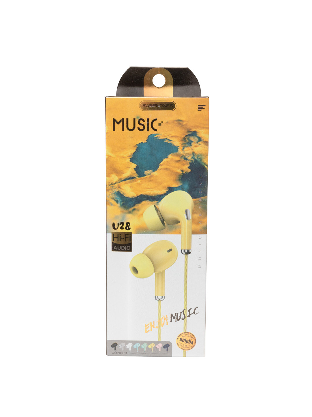 Проводные наушники, вакуумные, для всех устройств наушник U28 желтые