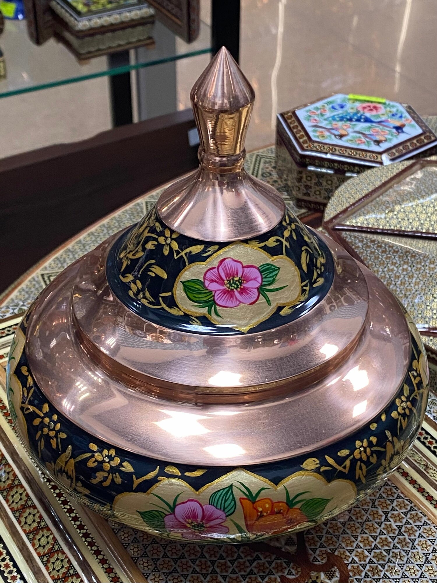 Сахарница Персидский базар "Ташир Иран", ручная работа, медная, 18см х 16см — фото 1