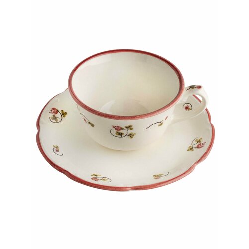 Чайная пара Дымов Керамика Шиповник, 190 мл, керамика, с рисунком