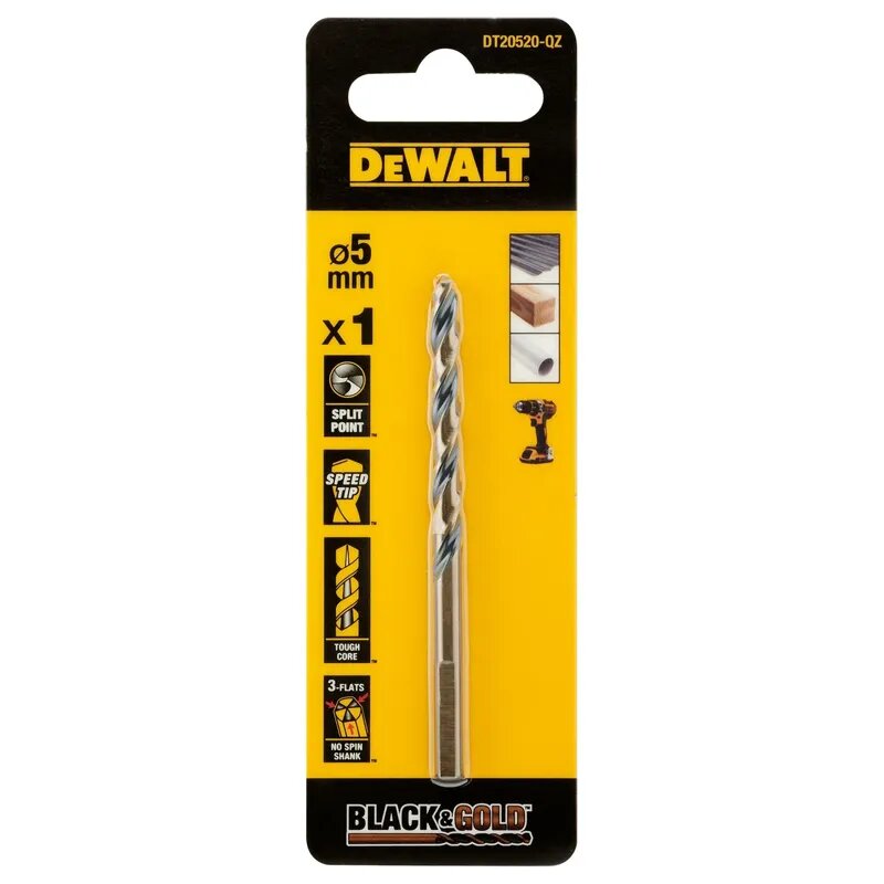 Сверло по металлу DeWALT "BLACK & GOLD" 5х52х86мм DT20520-QZ