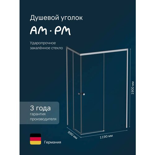 фото Душевые уголки am.pm x-joy 120x90 см, без поддона, профиль черный матовый, стекло прозрачное