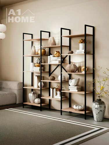 Изображение товара Стеллаж напольный Лофт BRENDON для гостиной и прихожей Дуб Сонома 175х170х34 см LOFT