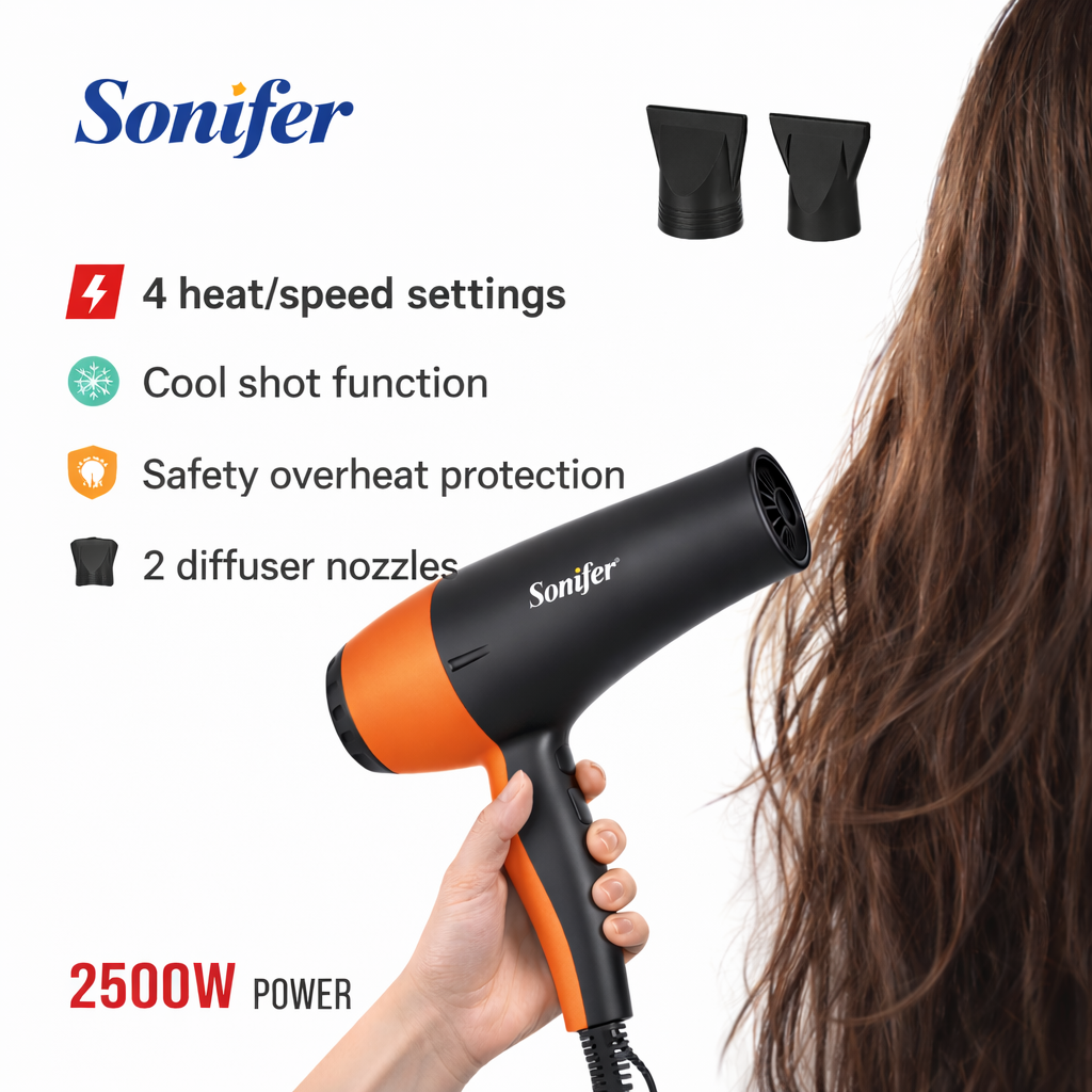 Фен Sonifer SF-9674A Professional 2500W, Мощный фен, Фен для волос Premium, SF-9674A с функцией Cool Shot