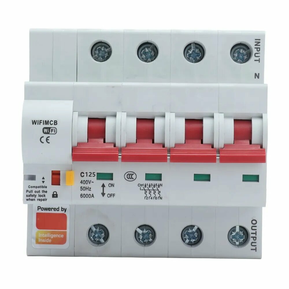 Умный Wi-Fi/Bluetooth автомат, 4P, 125A, 400V