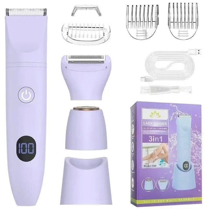 Триммер SMHL Lady Shaver для тела, 4 насадки, питание от аккумулятора, для влажной стрижки