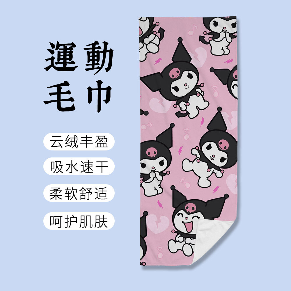 Спорт-полотенце с рисунком Sanrio, впитывающее пот, не осыпающееся, 75x35см