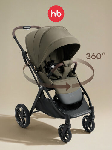 Изображение товара Коляска прогулочная детская Happy Baby Luna 360, реверсивный блок 360 градусов, глубокий оливковый