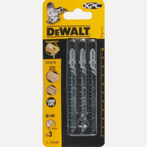 Изображение товара Пилка для лобзика DEWALT EXTREME PRECISION CUT DT2218, по дереву биметаллическая, BiM, 100 x 75 x 4 x 60 мм, T101DF, 3 шт.
