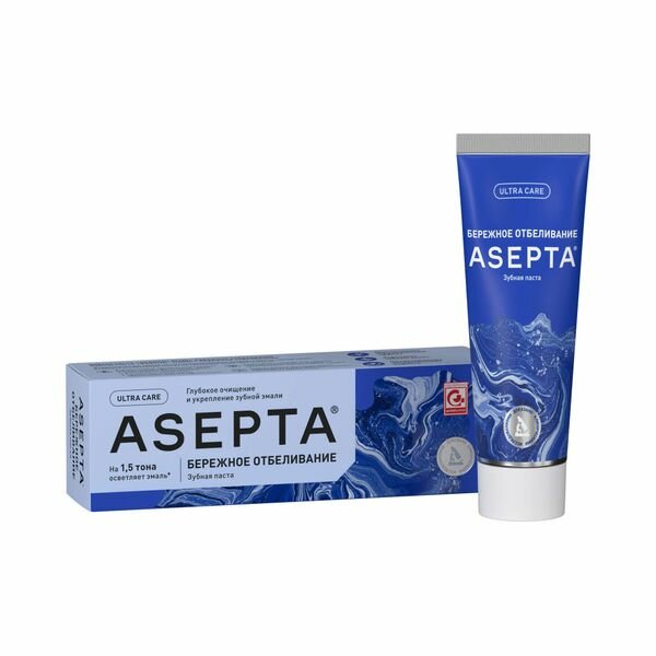 Паста зубная бережное отбеливание Plus Асепта 75г