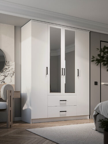 Изображение товара Шкаф для одежды в прихожую распашной с зеркалом "Фьюжн" , 221х160х61 см