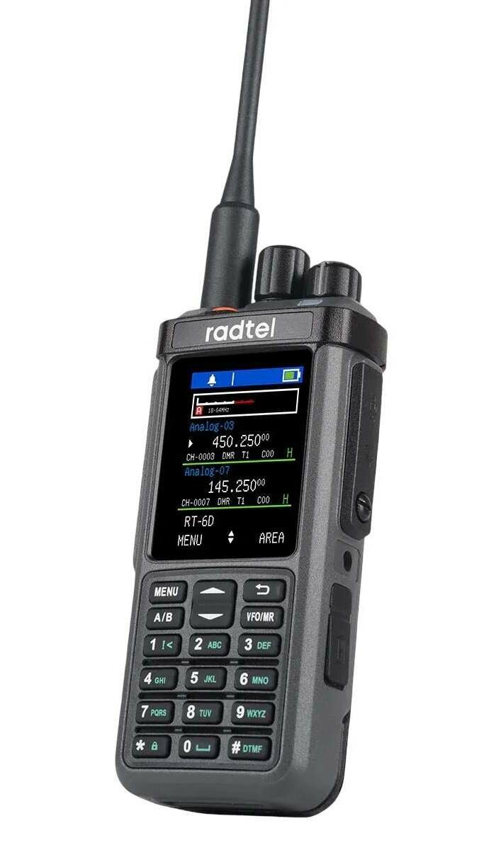 Радиостанция Radtel RT-6D, 1024 канала, FM: 64-108 МГц, АМ: 108-136 МГц