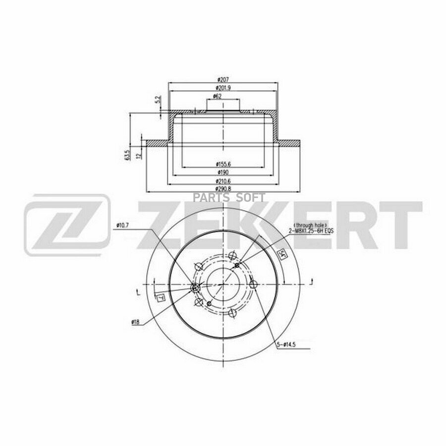 Диск тормозной задн. Toyota Alphard (H10) 03- Estima (R30) 00- Ipsum (M20) 01 ZEKKERT BS5706