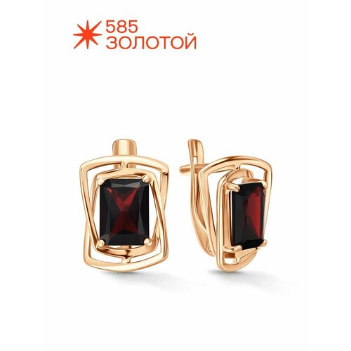 фото Серьги 585 золотой, красное золото, 375 проба, длина 1.5 см, , красный, золотистый