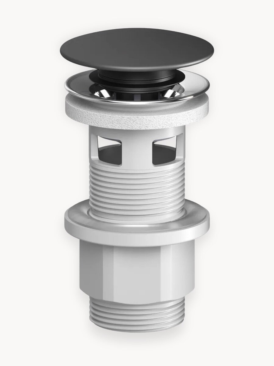 Донный клапан нажимной универсальный AM.PM с регулировкой по высоте, черный, ABS пластик, нержавеющая сталь