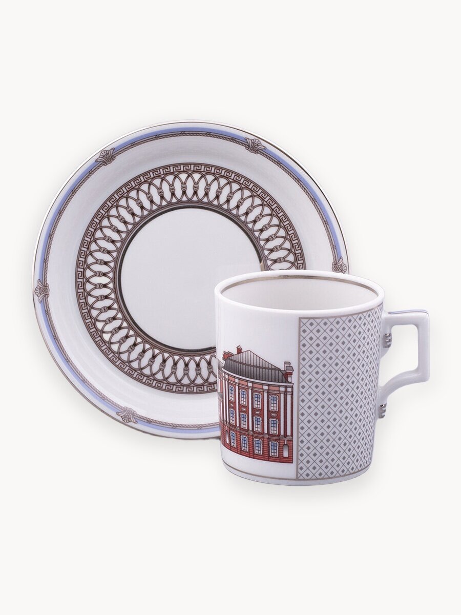 Чайная пара "Серебряный город 5 " форма Гербовая , Императорский фарфоровый завод