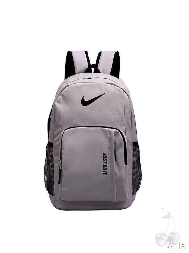 Рюкзак Nike светло-серый с логотипом, сетчатыми карманами для школы и спорта