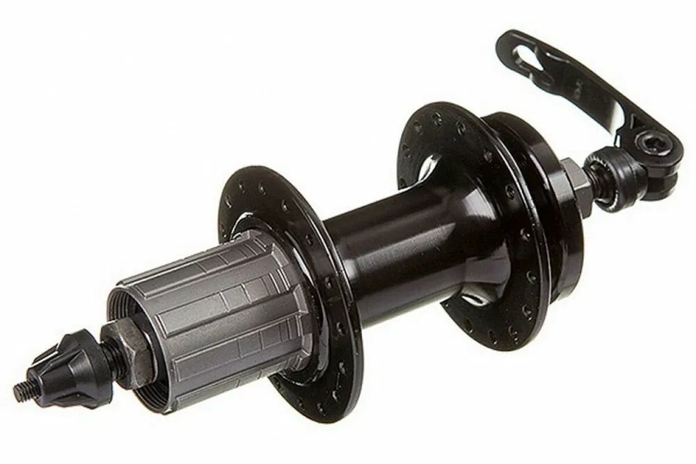 Втулка задняя алюминиевая велосипедная с двумя промподшипниками под кассету 8-9 скоростей дисковый тормоз 135 мм эксцентрик 32 отверстия NECO MS38QR черная