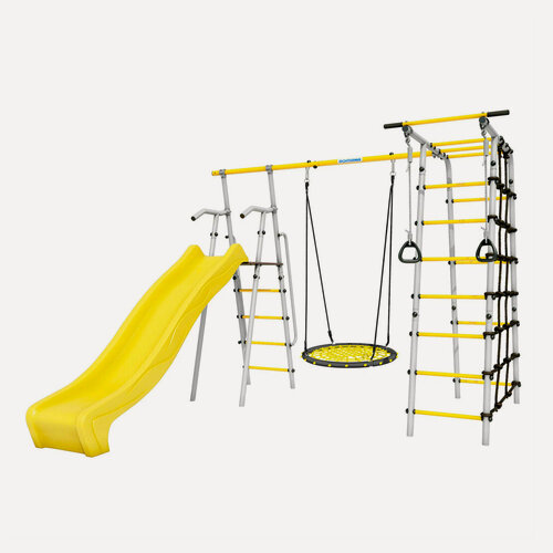 Изображение товара Спортивно-игровой комплексRomana Богатырь MAX + гнездо качели-гнездо 80 см 103.07.07, нагрузка до 100 кг, желто-серый