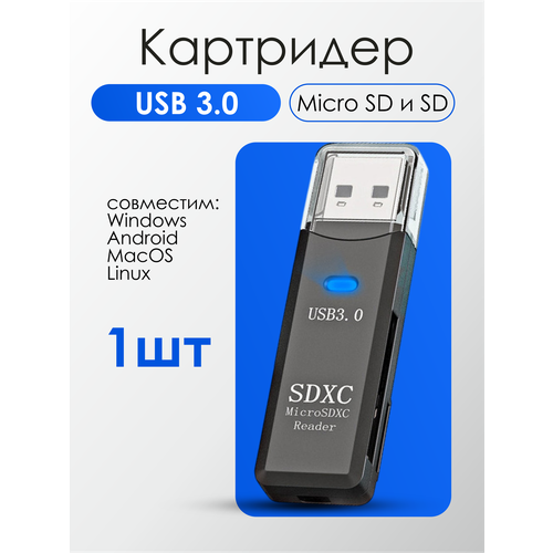 Картридер USB 30 для флешкарт Micro SD и SD 299₽