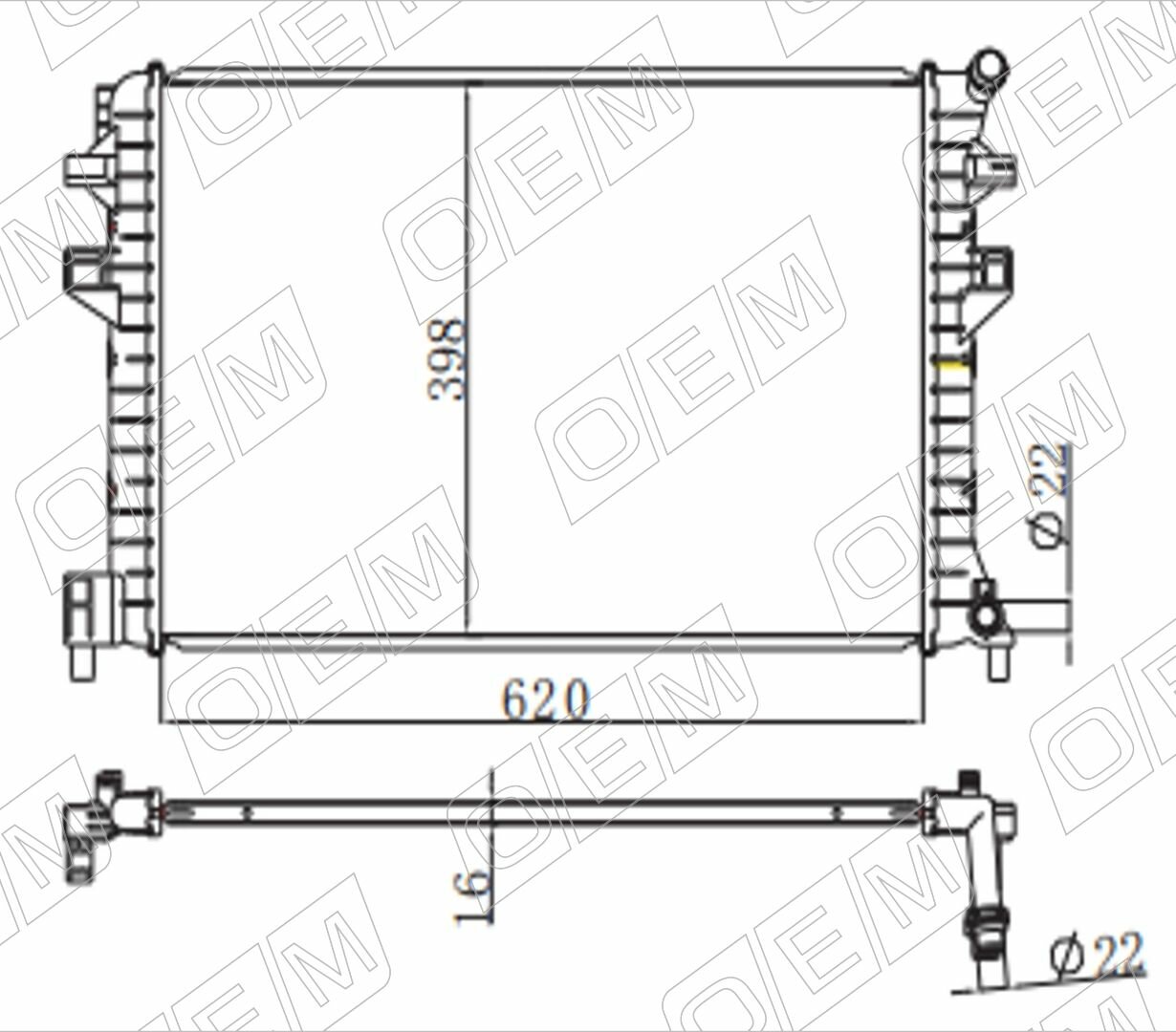 Радиатор охлаждения ДВС дополнит Skoda Octavia 3 A7 5Q0121251EK, Шкода Октавиа, год с 2013 по 2020, O.E.M.