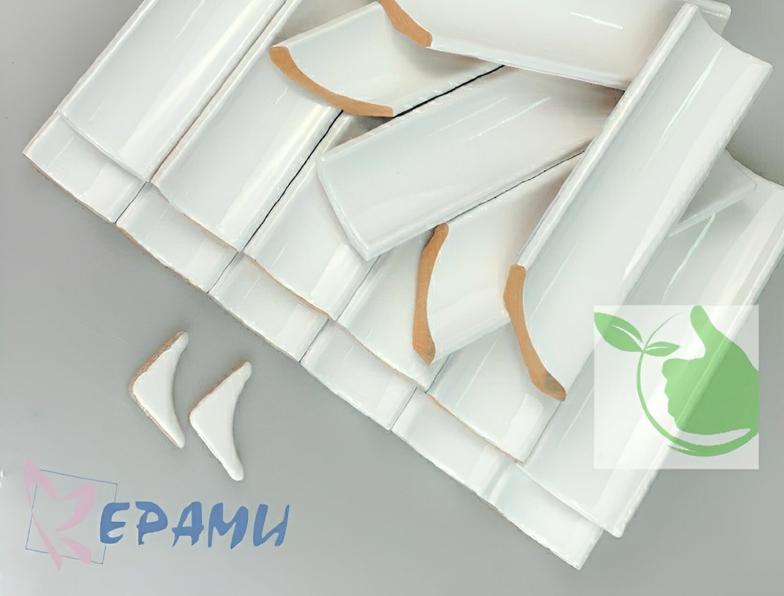 Керамический бордюр плинтус для ванны Cerami (уголок керамический) белый глянец 55*20 см