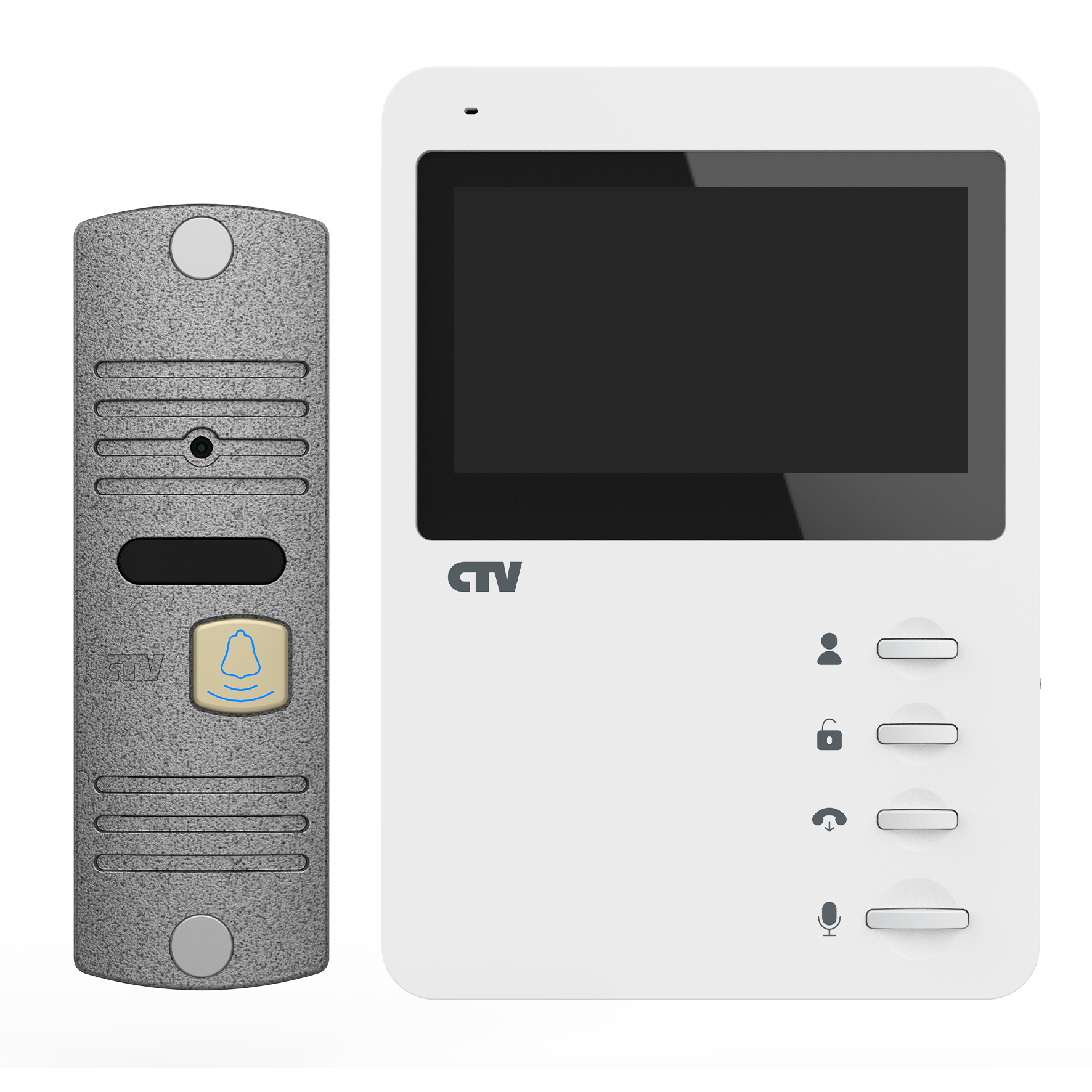 Комплект видеодомофона CTV-DP1400N (Черный монитор + панель серебро)