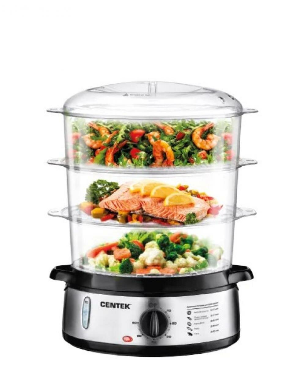 Электрическая пароварка CENTEK CT-1457 800Вт 9л механическое управление