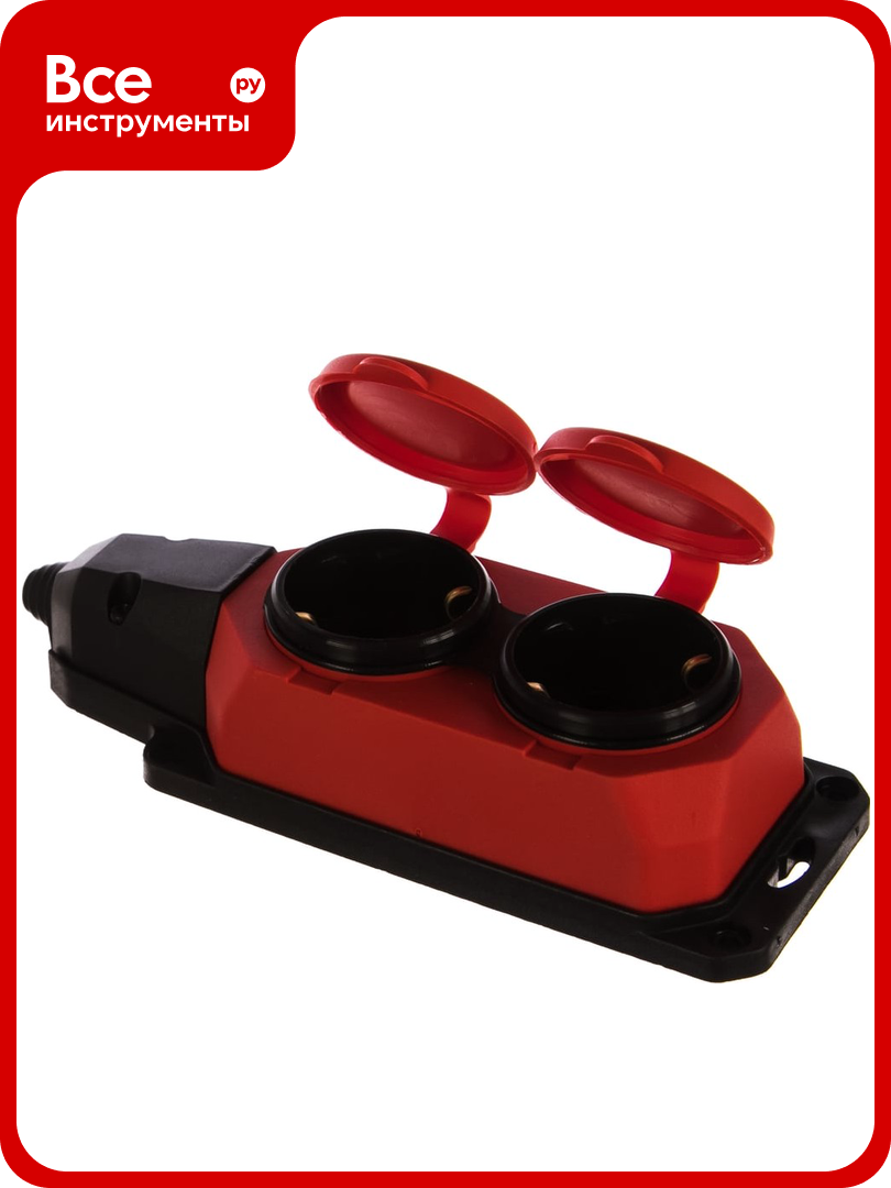 Каучуковая колодка ЭРА K2eREDIP44 с заземлением 2гнезда 16A IP44 красная Б0044551