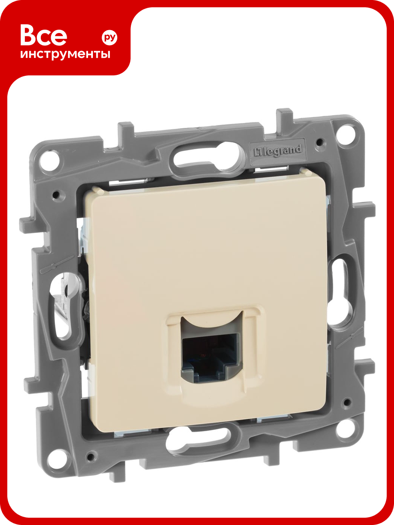 Розетка Legrand компьютерная RJ45 категория 5e UTP Legrand Etika слоновая кость 672341