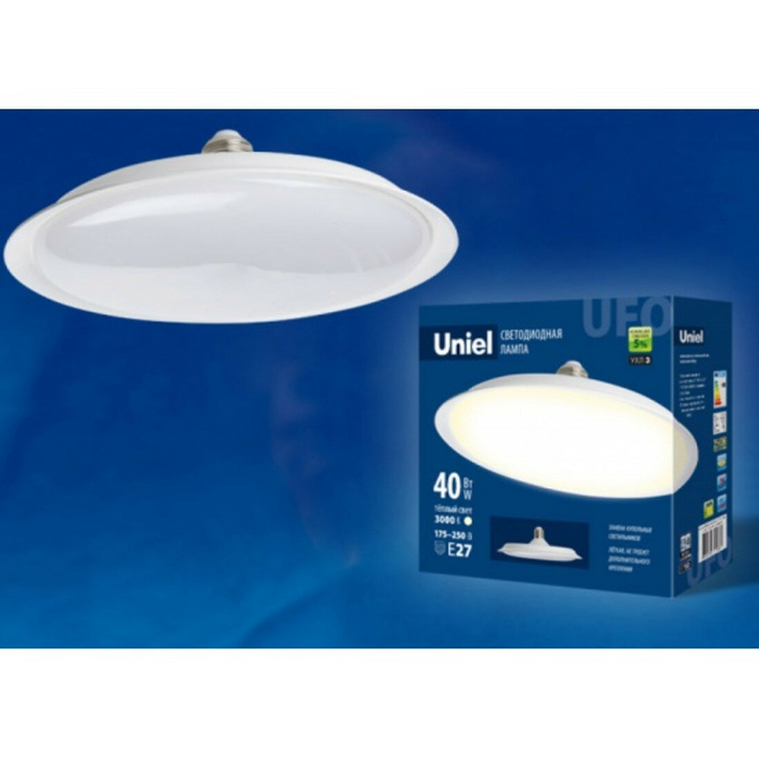 Лампа Uniel LED-U220 E27 40Вт теплый свет рефлектор