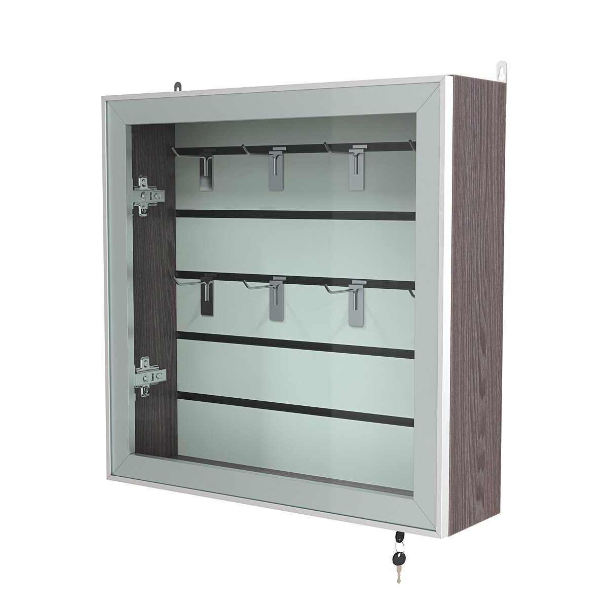 Витрина настенная №1-1Б с эконом панелью серии Collecto, Ясень Анкор темный. Без полок.