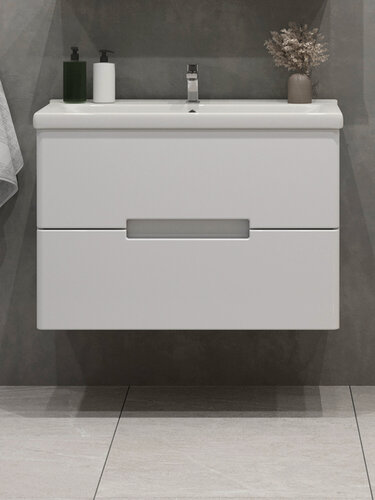 Изображение товара Тумба подвесная SanStar Ориана 70 с раковиной Миранда 70 (комплект) для ванной комнаты, белая