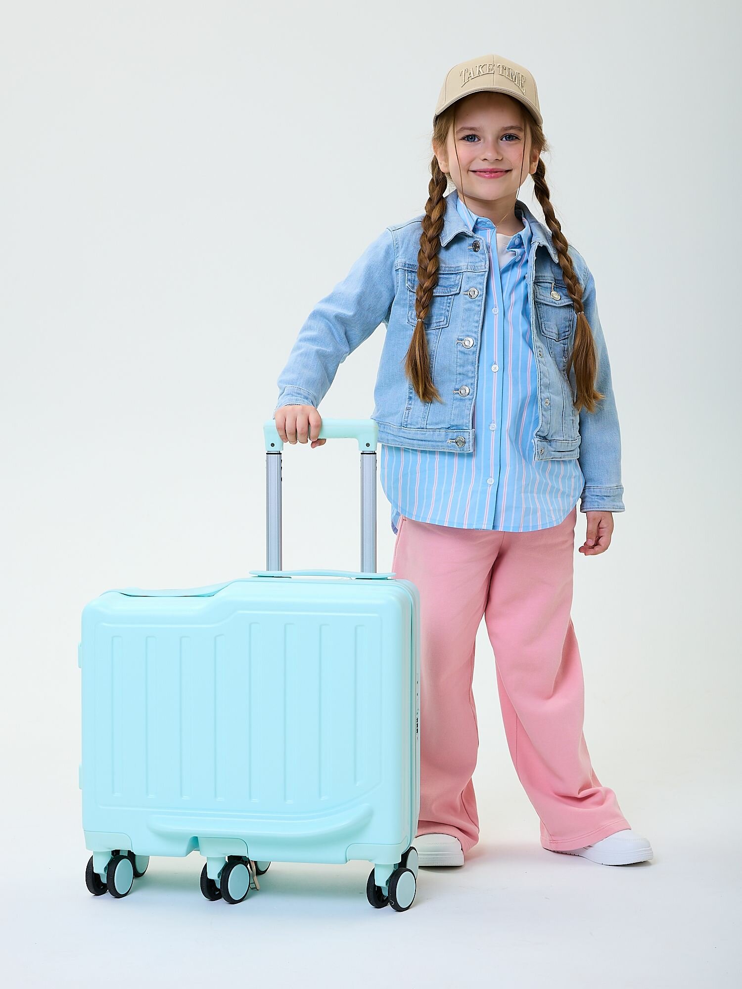 Чемодан-самокат OPPA размер S голубой