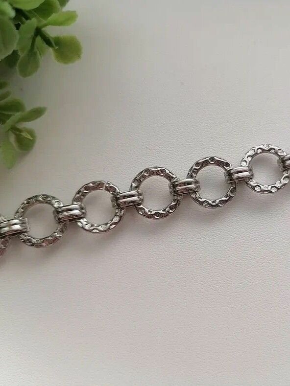 Цепь для рукоделия с круглыми звеньями 12 мм. 0.5 м. Латунь, родий. Корейская фурнитура для бижутерии, украшений