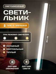 Светильник светодиодный с датчиком движения, 50 см, потолочный, настенный