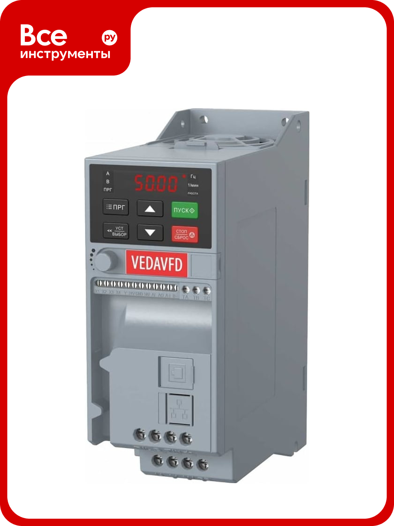 Преобразователь частоты VEDA VFD vf-51-p4k0-0009-t4-e20-b-h, 4квт, 380в, ip20 ABA00008