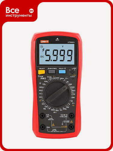 Изображение товара Универсальный цифровой мультиметр UNI‑T UT890D+ с функцией диод‑теста, индикатором перегрузки и подсветкой дисплея