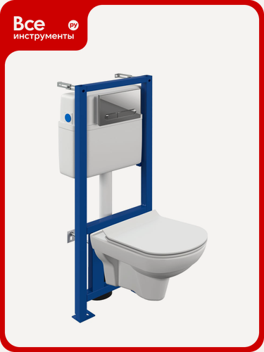 Изображение товара Комплект Cersanit унитаз CITY CO DPL EO slim + инсталляция LINK PRO + кнопка ESTETICA пластик хром глянцевый