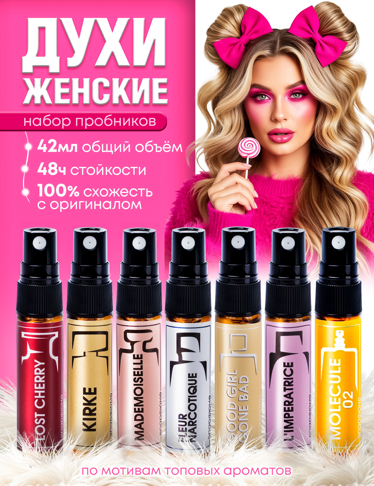 Набор пробников по мотивам Kirke, Lost Cherry, Fleur Narcotique, Mademoiselle, L'Imperatrice, Good Girl Gone Bad. 6*6мл
