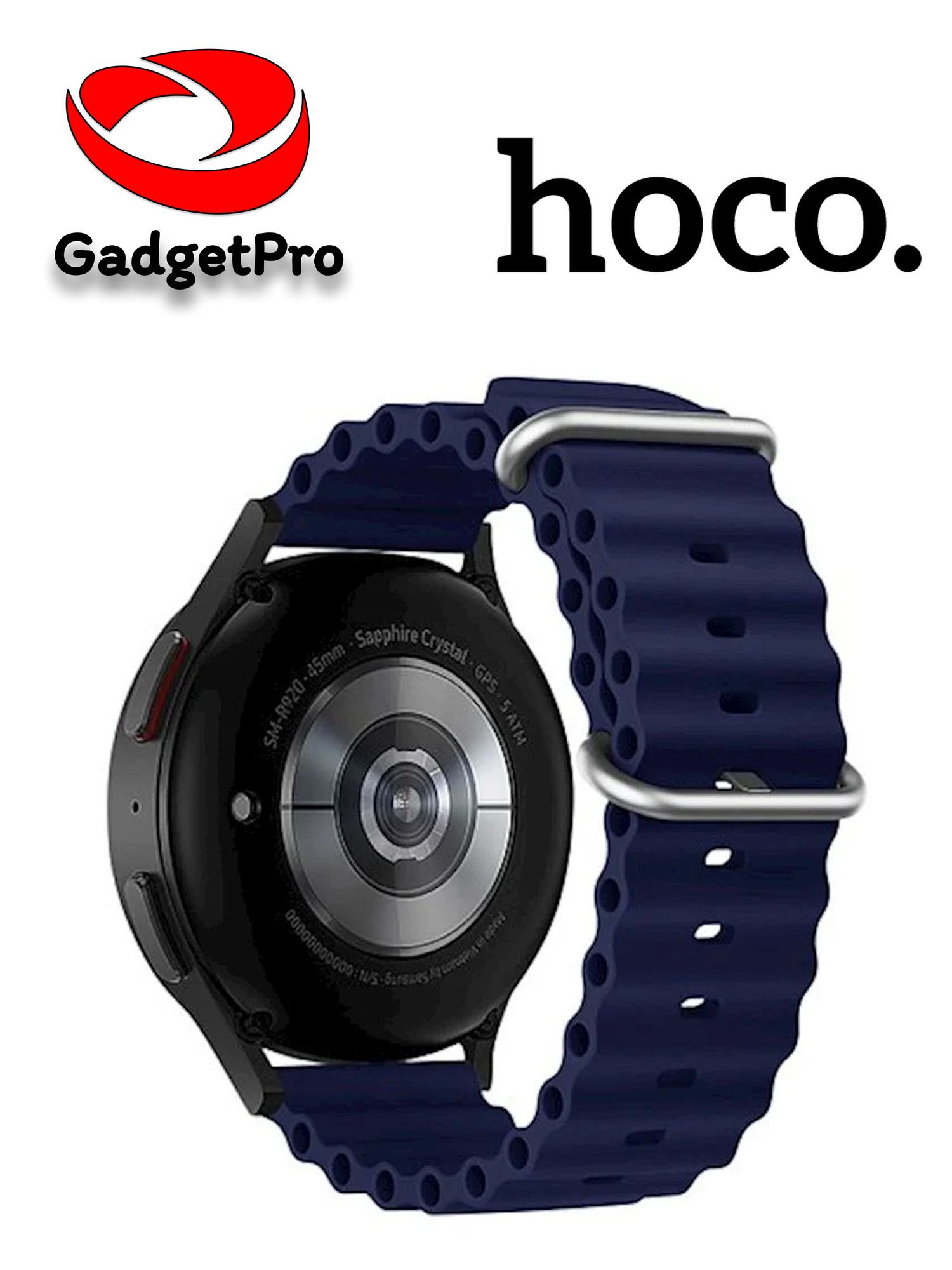 Силиконовый ремешок Hoco WH01 Marine 20 мм, тёмно-синий, двойная застёжка, универсальный