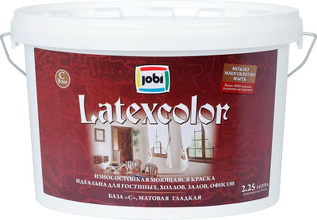 Краска интерьерная JOBI LATEXCOLOR глянцевая моющаяся база С 225л